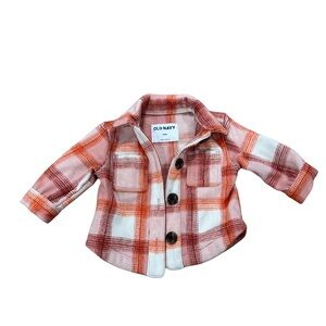 Old Navy Plaid Jacket in Pink Orange and Cream